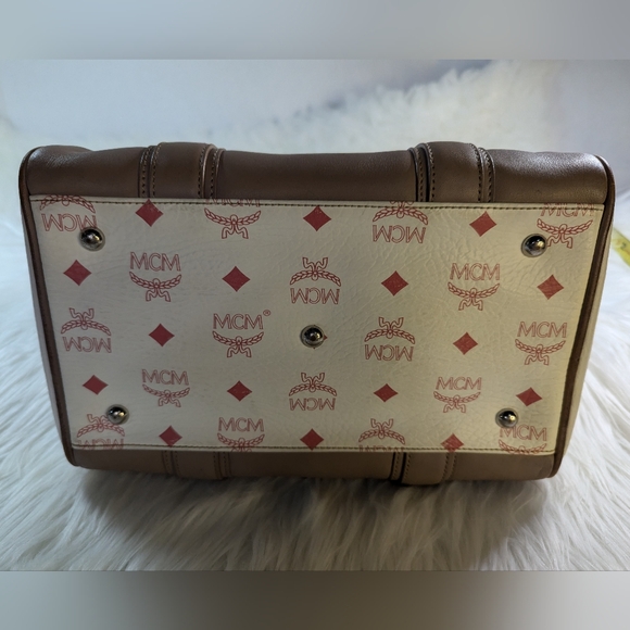 MCM Boston Bag White Pink Beige - Picture 15 of 16